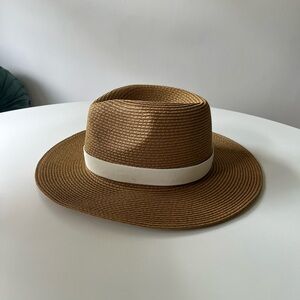 J. Crew Brown Sun Hat with Cream Band